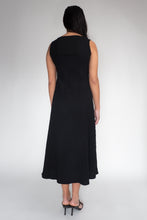 DRIZZLE SLEEVELESS DRESS [ Black Cotton, Crinkled Texture ]