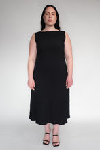 DRIZZLE SLEEVELESS DRESS [ Black Cotton, Crinkled Texture ]