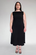 DRIZZLE SLEEVELESS DRESS [ Black Cotton, Crinkled Texture ]