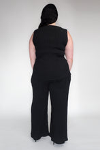 DRIZZLE SLEEVELESS TANK [ Black Cotton, Crinkled Texture ]