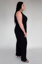 DRIZZLE SLEEVELESS TANK [ Black Cotton, Crinkled Texture ]