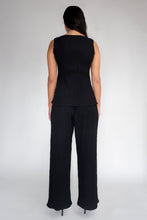 DRIZZLE SLEEVELESS TANK [ Black Cotton, Crinkled Texture ]