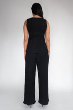 DRIZZLE PANTS [ Black Cotton, Elasticated, High Waisted, Crinkled Texture ]
