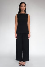 DRIZZLE SLEEVELESS TANK [ Black Cotton, Crinkled Texture ]