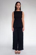 DRIZZLE SLEEVELESS TANK [ Black Cotton, Crinkled Texture ]