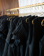 DRIZZLE PANTS [ Black Cotton, Elasticated, High Waisted, Crinkled Texture ]