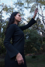 DRIZZLE LONG SLEEVED DRESS [ Black Cotton, Crinkled Texture ] (Copy)