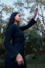 DRIZZLE LONG SLEEVED DRESS [ Black Cotton, Crinkled Texture ] (Copy)