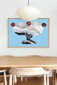 LIMITED EDITION PRINT 'Contained, Series 2, Vessel #9' [ Black, White, Red, Pink, Blue Background ]
