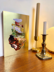 • ORIGINAL OIL PAINTING • 'Contained' Series 1, Vessel #4 [ Brass, Landscape, Vase, Abstract, Colourful Art ]