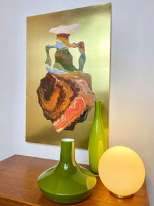 • ORIGINAL OIL PAINTING • 'Contained' Series 1, Vessel #8 [ Brass, Landscape, Vase, Abstract, Colourful Art ]