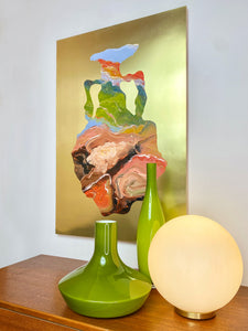 • ORIGINAL OIL PAINTING • 'Contained' Series 1, Vessel #3 [ Brass, Landscape, Vase, Abstract, Colourful Art ]