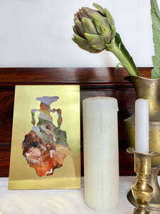 • ORIGINAL OIL PAINTING • 'Contained' Series 1, Vessel #6 [ Brass, Landscape, Vase, Abstract, Colourful Art ]