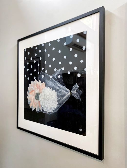 • FRAMED • LIMITED EDITION PRINT 'Dahlias, Cellophane, Snow' [ EXTRA LARGE ]
