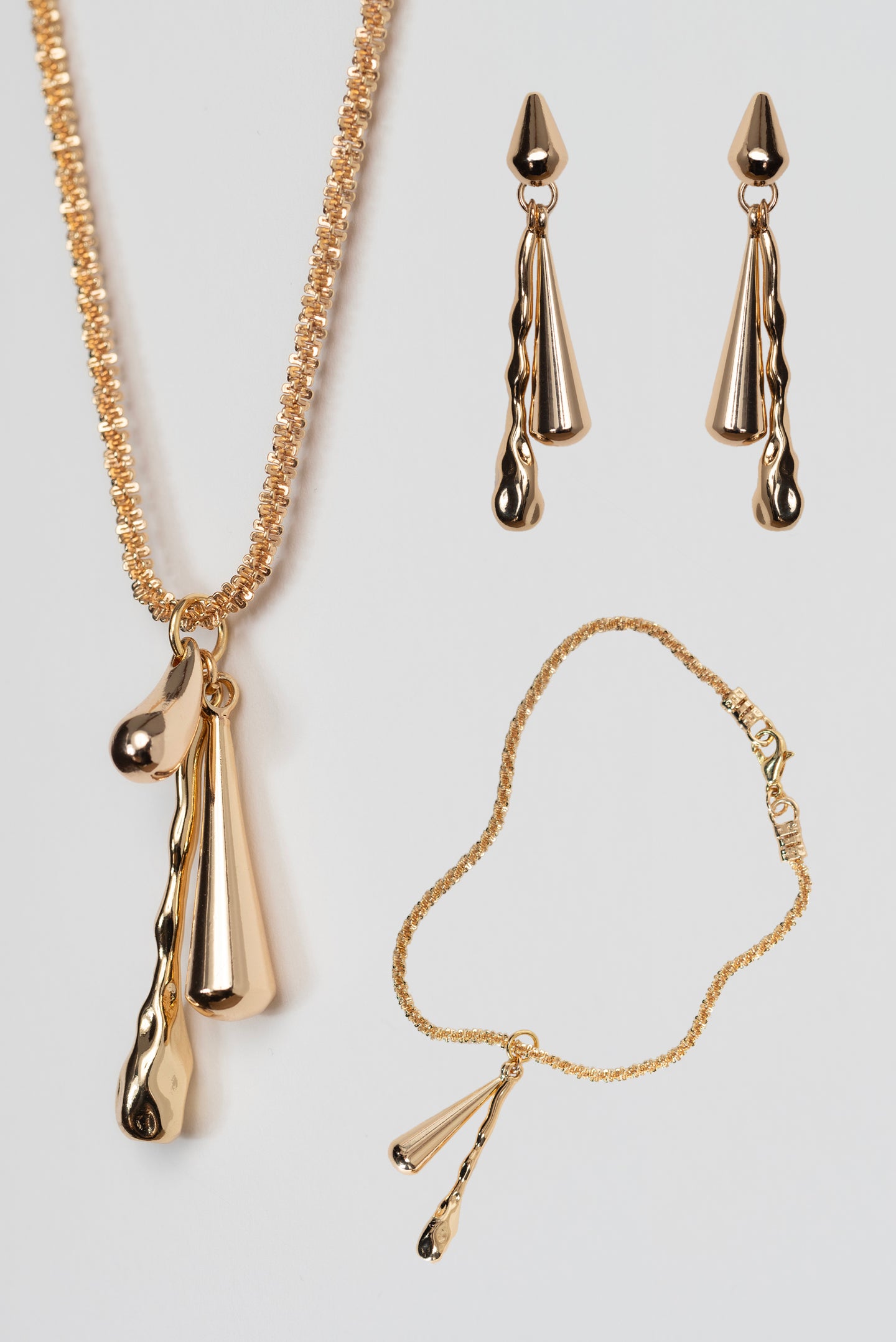 • SAVE 20% • DRIZZLE JEWELLERY SET [ Gold Plated Brass, Teardrop Charms ]
