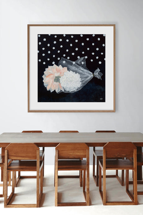 LIMITED EDITION PRINT 'Dahlias, Cellophane, Snow' [ EXTRA LARGE ]