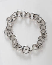 RIPPLE BRACELET [ White Gold Plated, Chunky Textured Chain, Silver Toned ]