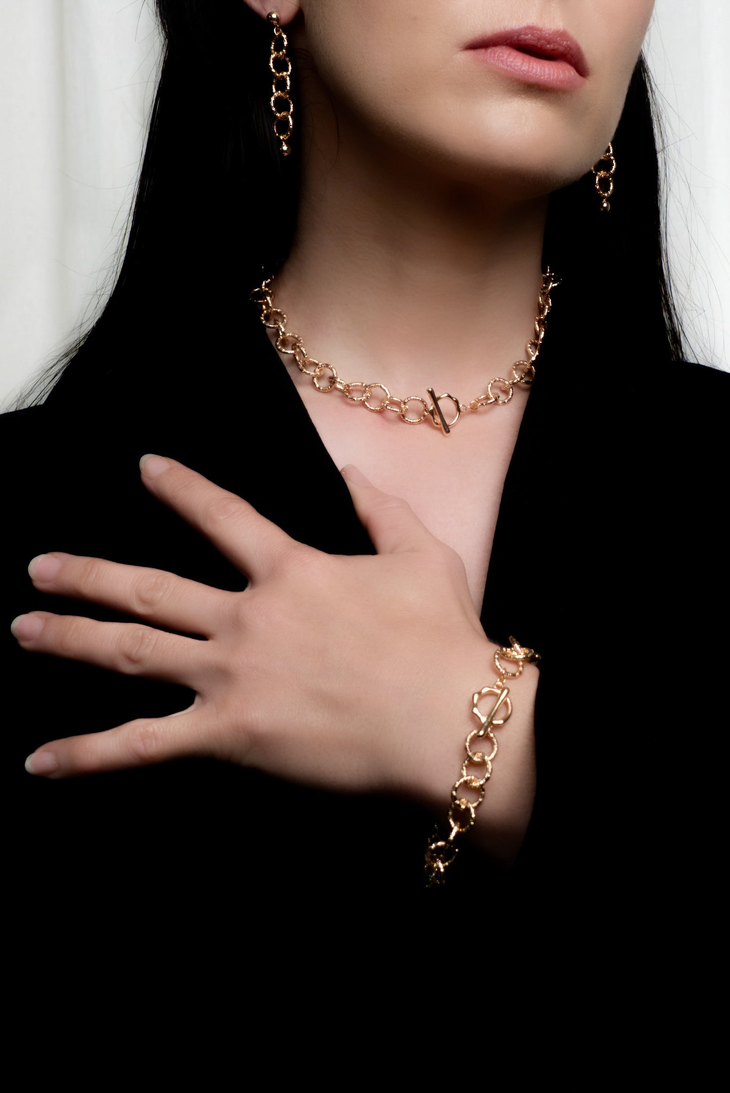 • SAVE 20% • RIPPLE JEWELLERY SET [ Gold Plated, Chunky Textured Chain ]