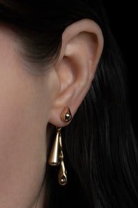 DRIZZLE EARRINGS [ Gold Plated Brass, Teardrop Charms ]
