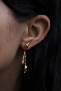DRIZZLE EARRINGS [ Gold Plated Brass, Teardrop Charms ]