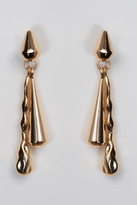 DRIZZLE EARRINGS [ Gold Plated Brass, Teardrop Charms ]