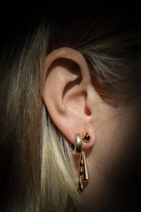 DRIZZLE EARRINGS [ Gold Plated Brass, Teardrop Charms ]
