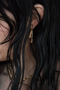 DRIZZLE EARRINGS [ Gold Plated Brass, Teardrop Charms ]