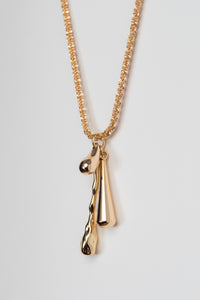 DRIZZLE NECKLACE [ Gold Plated Brass, Teardrop Charms ]
