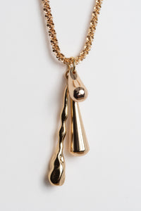 DRIZZLE NECKLACE [ Gold Plated Brass, Teardrop Charms ]