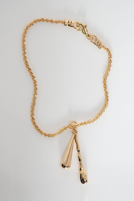 DRIZZLE BRACELET [ Gold Plated Brass, Teardrop Charms ]
