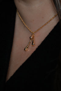 DRIZZLE NECKLACE [ Gold Plated Brass, Teardrop Charms ]