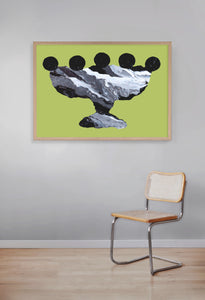 LIMITED EDITION PRINT 'Contained, Series 2, Vessel #6' [ Black and White, Green Background ]