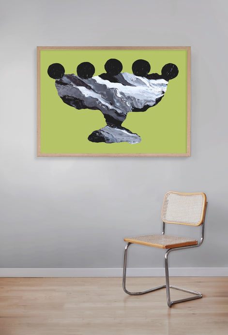 LIMITED EDITION PRINT 'Contained, Series 2, Vessel #6' [ Black and White, Green Background ]