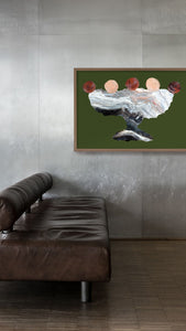 LIMITED EDITION PRINT 'Contained, Series 2, Vessel #9' [ Black, White, Red, Pink, Green Background ]