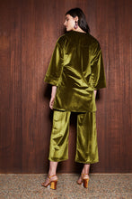 • SAMPLE • MOSS COAT [ Green Chartreuse Velvet, Wrap Waist Ties ]