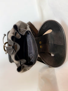 • FUNDRAISER • LEATHER BACKPACK [ Black, Brass Rings, New ]