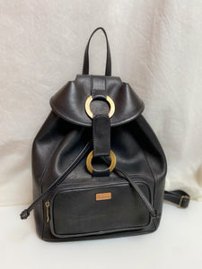 • FUNDRAISER • LEATHER BACKPACK [ Black, Brass Rings, New ]
