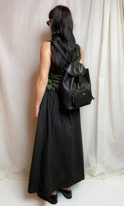 • FUNDRAISER • LEATHER BACKPACK [ Black, Brass Rings, New ]