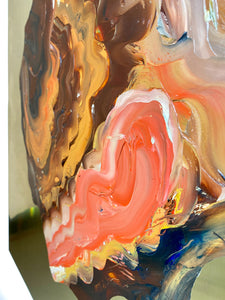 • ORIGINAL OIL PAINTING • 'Contained' Series 1, Vessel #8 [ Brass, Landscape, Vase, Abstract, Colourful Art ]