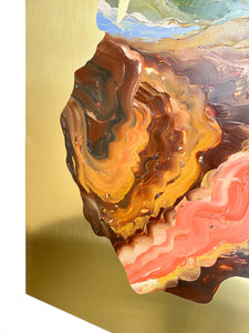 • ORIGINAL OIL PAINTING • 'Contained' Series 1, Vessel #8 [ Brass, Landscape, Vase, Abstract, Colourful Art ]