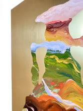 • ORIGINAL OIL PAINTING • 'Contained' Series 1, Vessel #10 [ Brass, Landscape, Vase, Abstract, Colourful Art ]