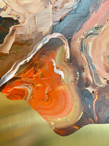 • ORIGINAL OIL PAINTING • 'Contained' Series 1, Vessel #3 [ Brass, Landscape, Vase, Abstract, Colourful Art ]