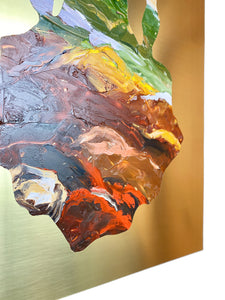 • ORIGINAL OIL PAINTING • 'Contained' Series 1, Vessel #7 [ Brass, Landscape, Vase, Abstract, Colourful Art ]