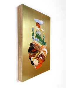• ORIGINAL OIL PAINTING • 'Contained' Series 1, Vessel #1 [ Brass, Landscape, Vase, Abstract, Colourful Art ]