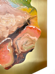 • ORIGINAL OIL PAINTING • 'Contained' Series 1, Vessel #3 [ Brass, Landscape, Vase, Abstract, Colourful Art ]