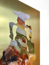 • ORIGINAL OIL PAINTING • 'Contained' Series 1, Vessel #6 [ Brass, Landscape, Vase, Abstract, Colourful Art ]