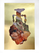 • ORIGINAL OIL PAINTING • 'Contained' Series 1, Vessel #6 [ Brass, Landscape, Vase, Abstract, Colourful Art ]