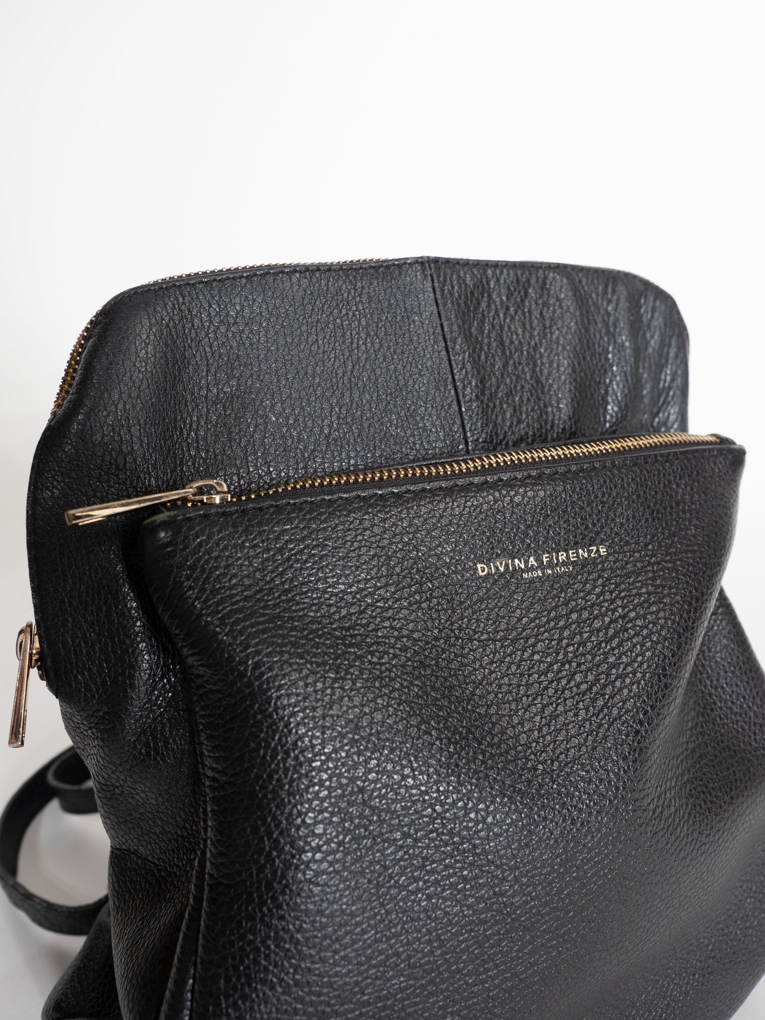 Divina Firenze Black Leather Backpack CIRCULAR • ITALIAN LEATHER BACKPACK - DIVINA FIRENZE [ Black  main image 4