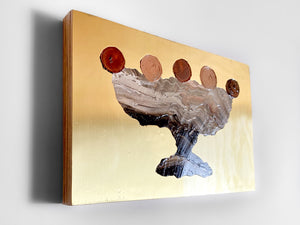 • ORIGINAL OIL PAINTING • 'Contained' Series 2, Vessel #9 [ Brass, Landscape, Vase, Abstract Art, Earthy, Red / Pink ]