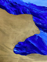 • ORIGINAL OIL PAINTING • 'Contained' Series 2, Vessel #8 [ Brass, Landscape, Vase, Abstract, Colourful Art, Blue ]